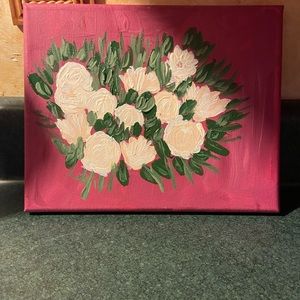 Acrylic painting on pink background